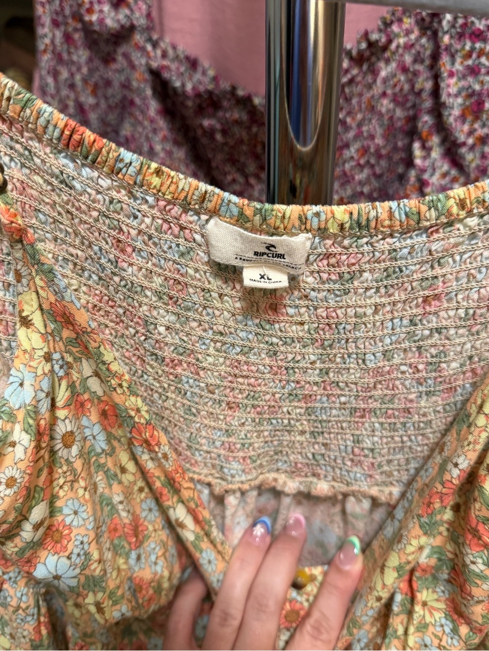 Rip Curl Yellow Floral Maxi Dress with Orange & Green Accents - Picture 3 of 4
